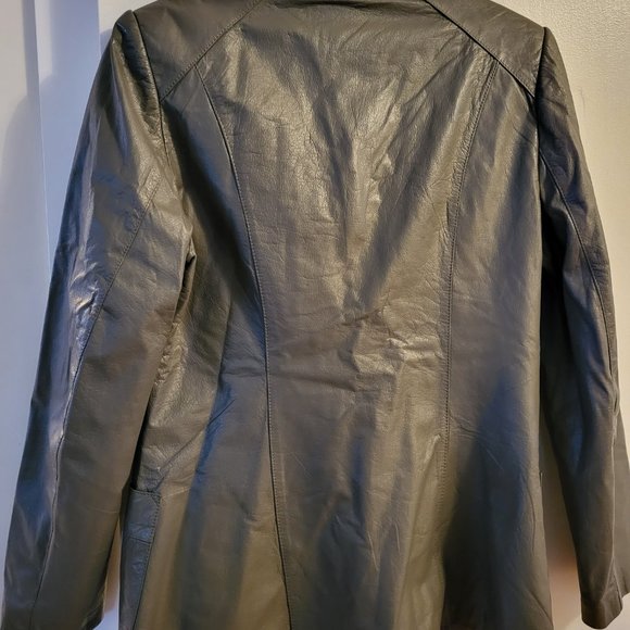 Vintage grey leather blazer - Picture 2 of 2